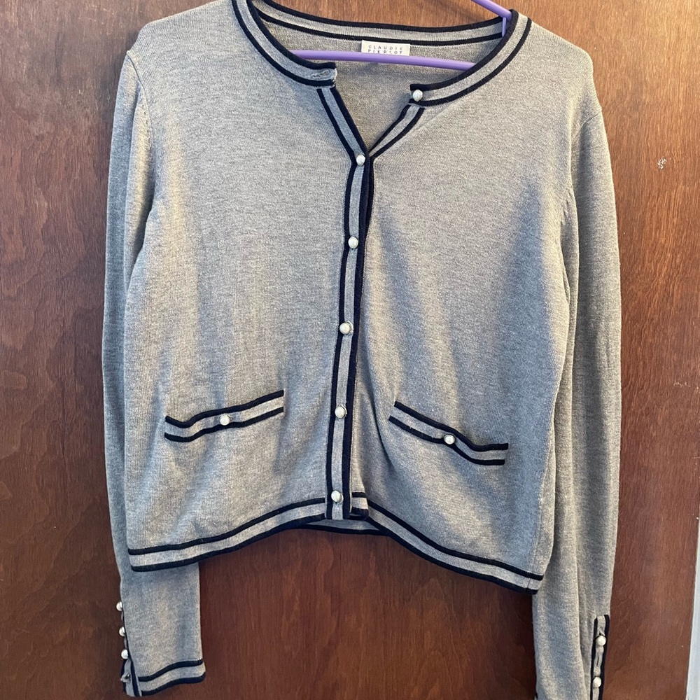Claudie Pierlot Gray Cardigan Sweater bi- tone size 1